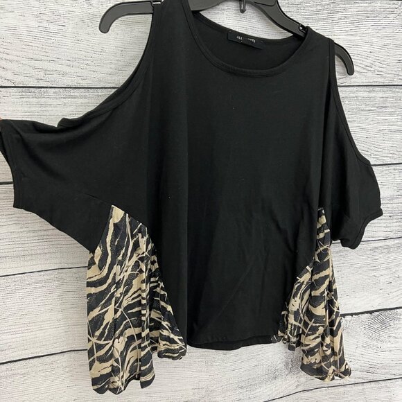 All Saints Black Top with Zebra Print Accents - Picture 4 of 4